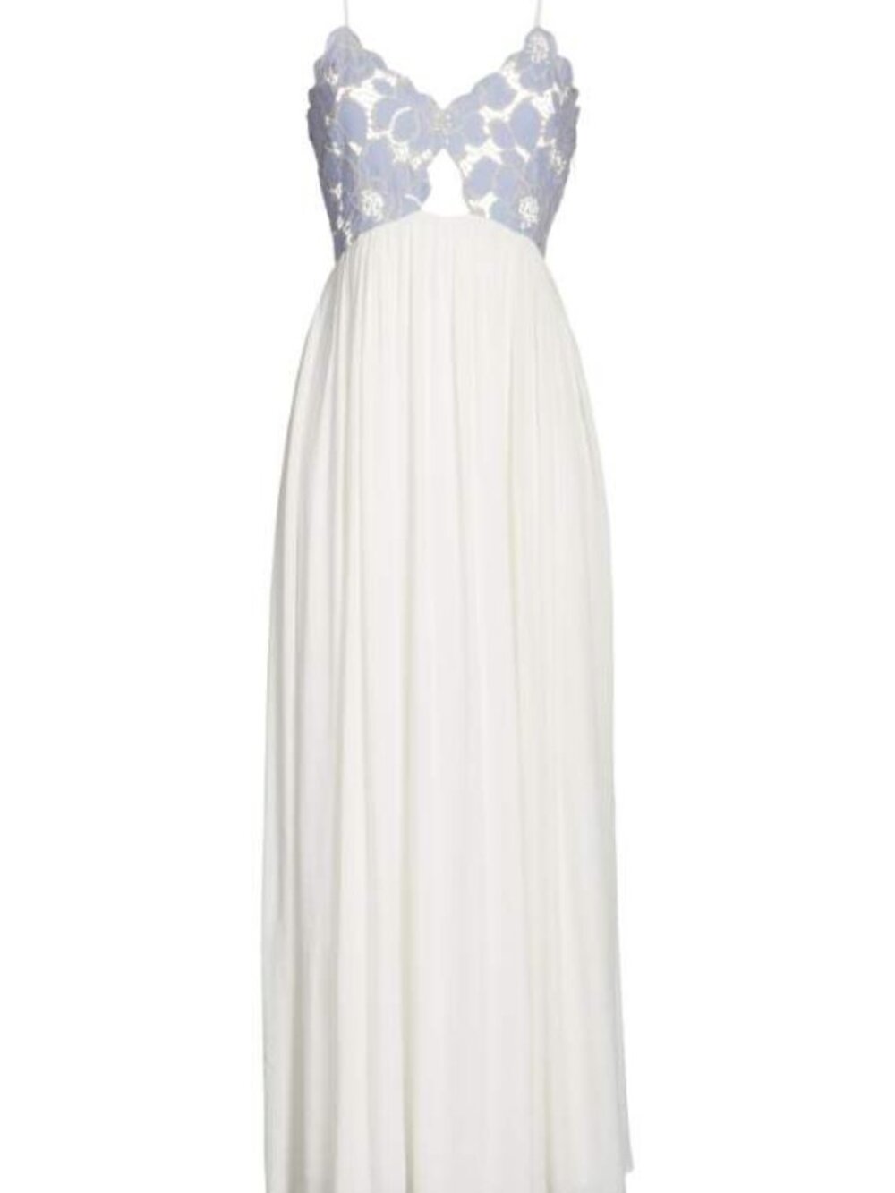 Tularosa Bryce Floral Lace Maxi Dress White & Blue from Revolve Large Like New